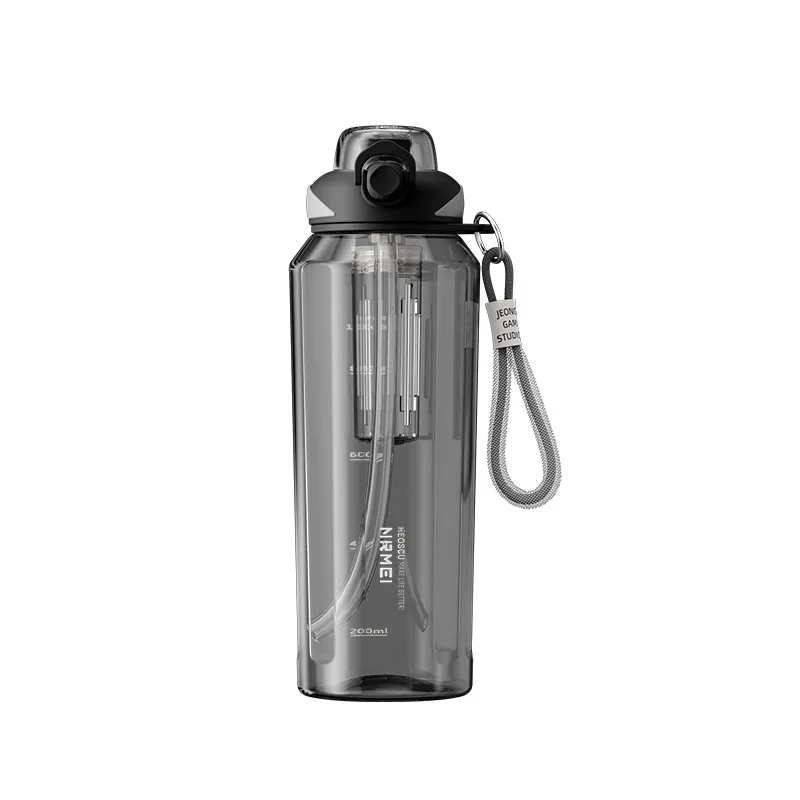 

Large Tritan Water Bottle with Straw -Heat-Resistant Sports Cup, Leakproof Lock Lid & Carry Strap for Gym, Hiking & Travel
