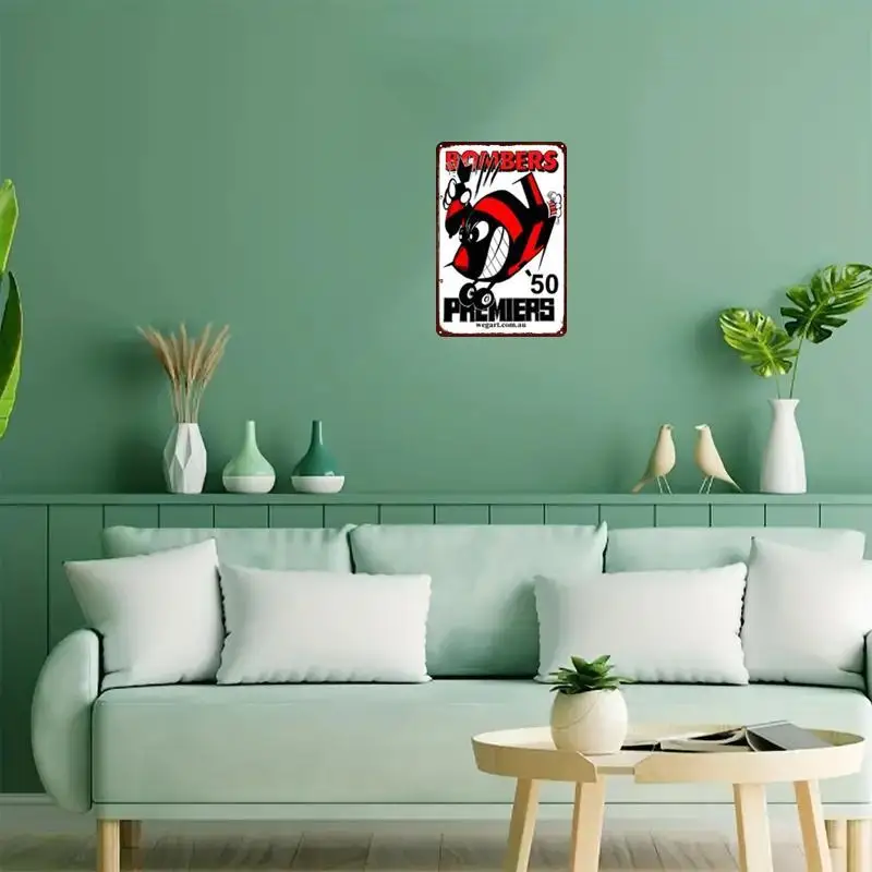 Bombers Premiers 1950 Tin Sign - Retro Metal Wall Art, , Iron Material, Classic Sports Fan Decor for Home or Office, Office Deco