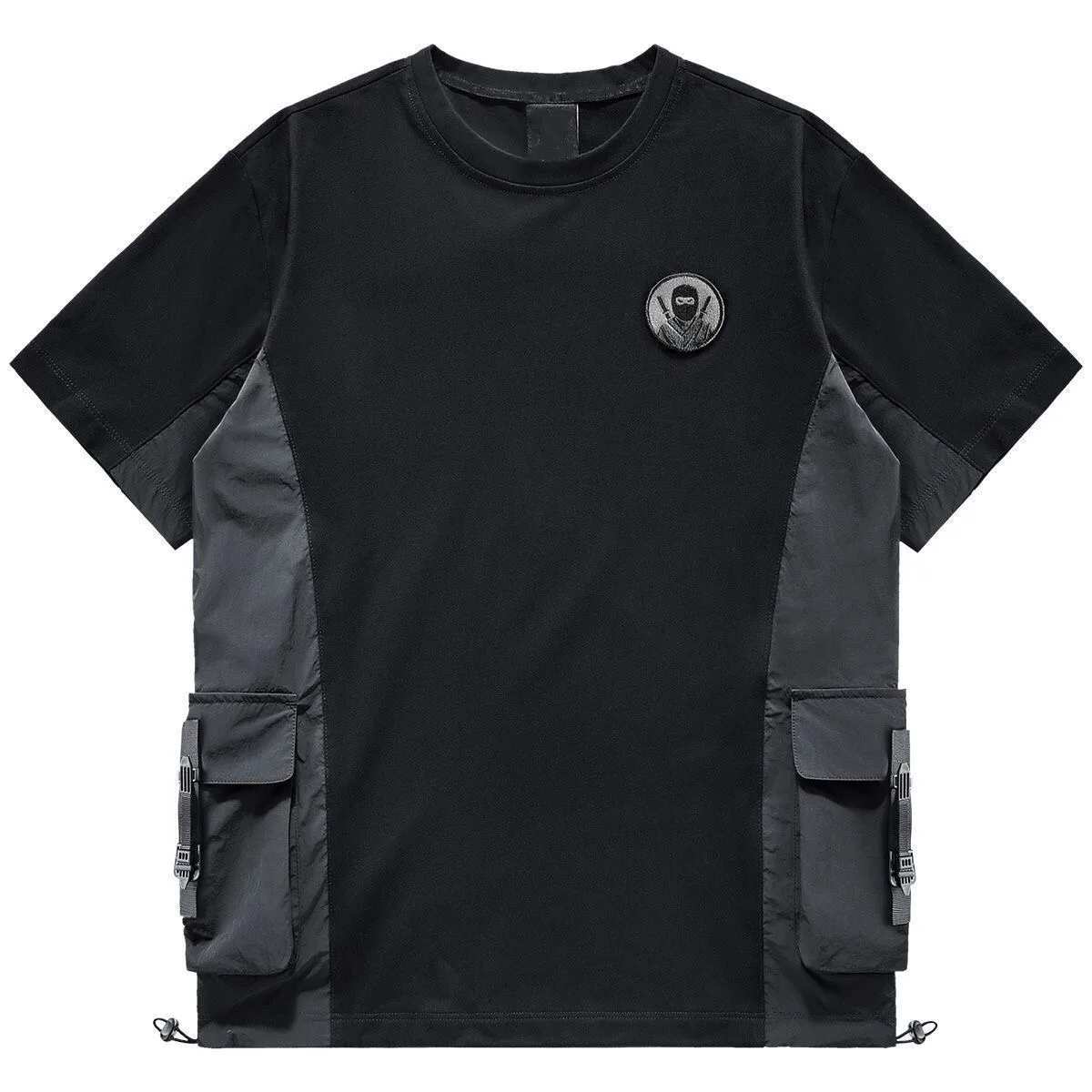 Summer New Fashionable Solid Color Multi Pocket Workwear Short Sleeved T-shirt For Men Loose Sports Breathable Plus Size T-shirt