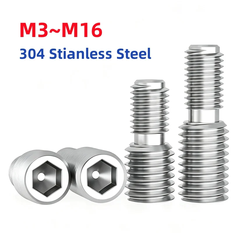 M3 M4 M5 M6 M8 M10~M16 304 Stianless Steel Hex Socket Thread Adapter Male to Male Bolts Conversion Double Head Transfer Screws