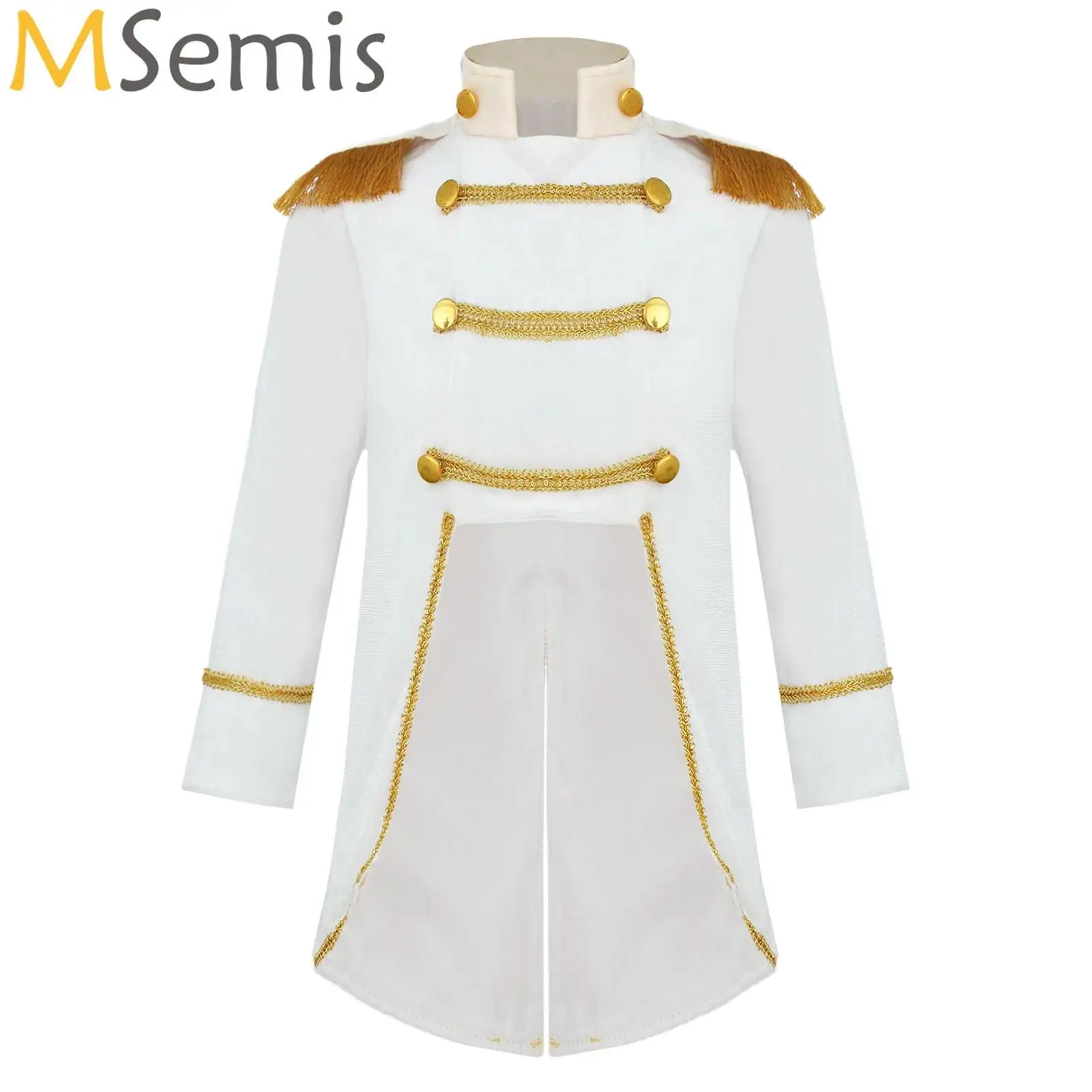 Baby Kids Boys Prince Coat Costume Gold Fringe Velvet Tuxedo Jacket Toddlers Halloween Cosplay Birthday Theme Party Tailcoat