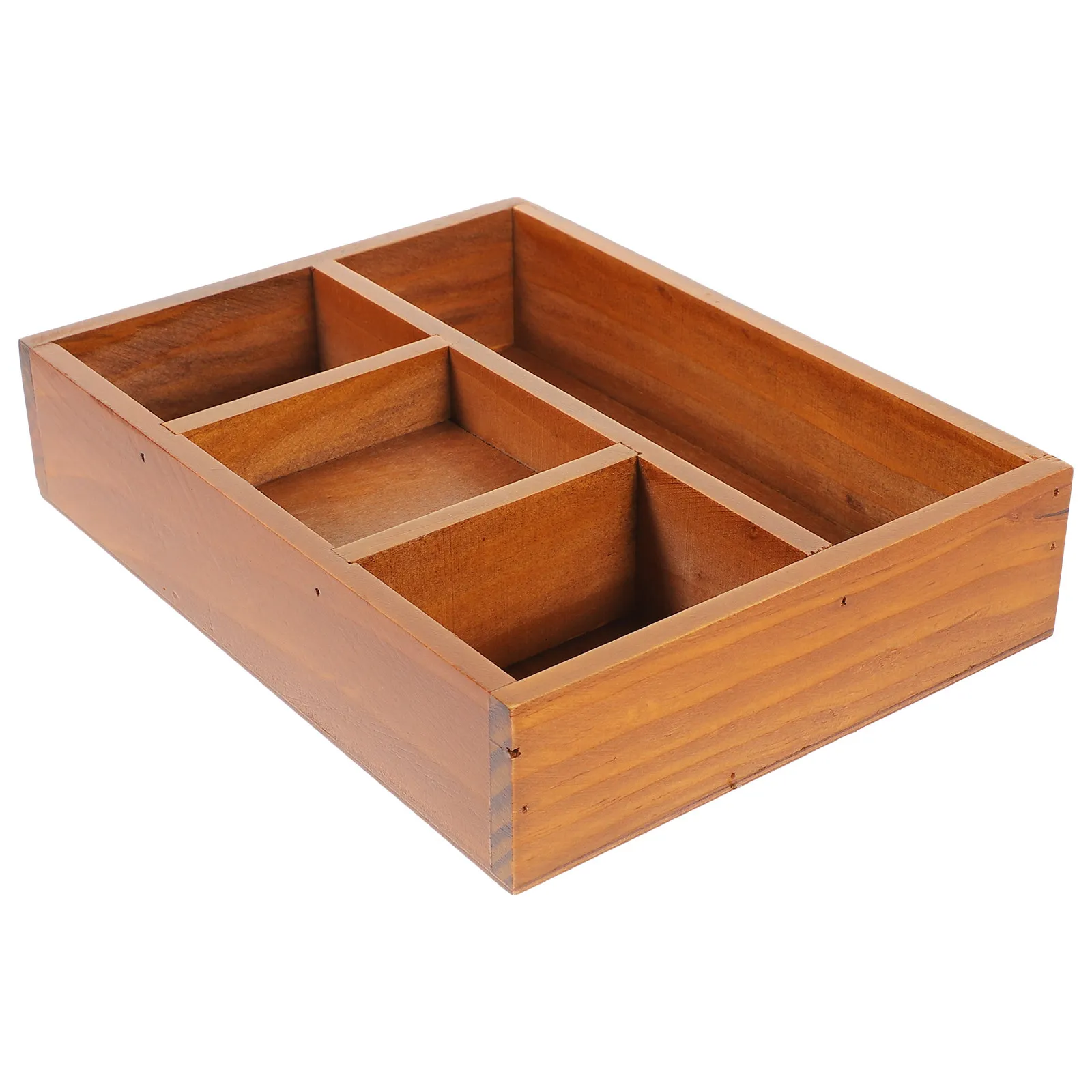 

Wooden Compartment Tray Multi-Functional Rectangular Storage Box Jewelry Tray for Vanity Bedroom Bathroom Countertop