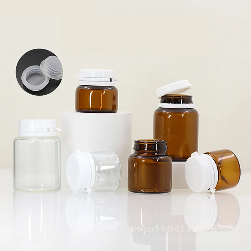 

5/10 Pcs Brown Cosmetic Jars Travel Glass Containers Clear Buttercream Bottles With Lids And Inner Plug Mini Refillable Boxes