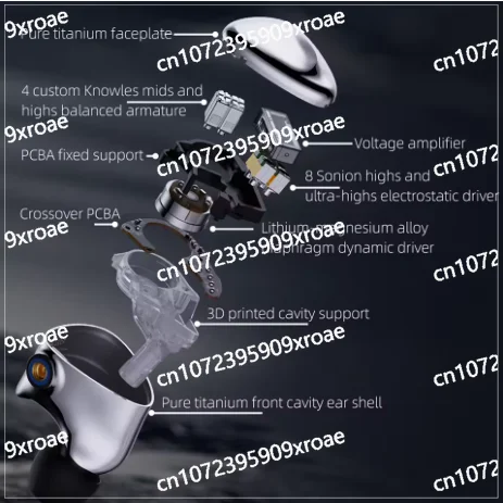 Monitor with MMCX mix gold,silver,and copper Cable Stereo Earphone 8EST+1DD+4BA Tribrid Technology in-Ear