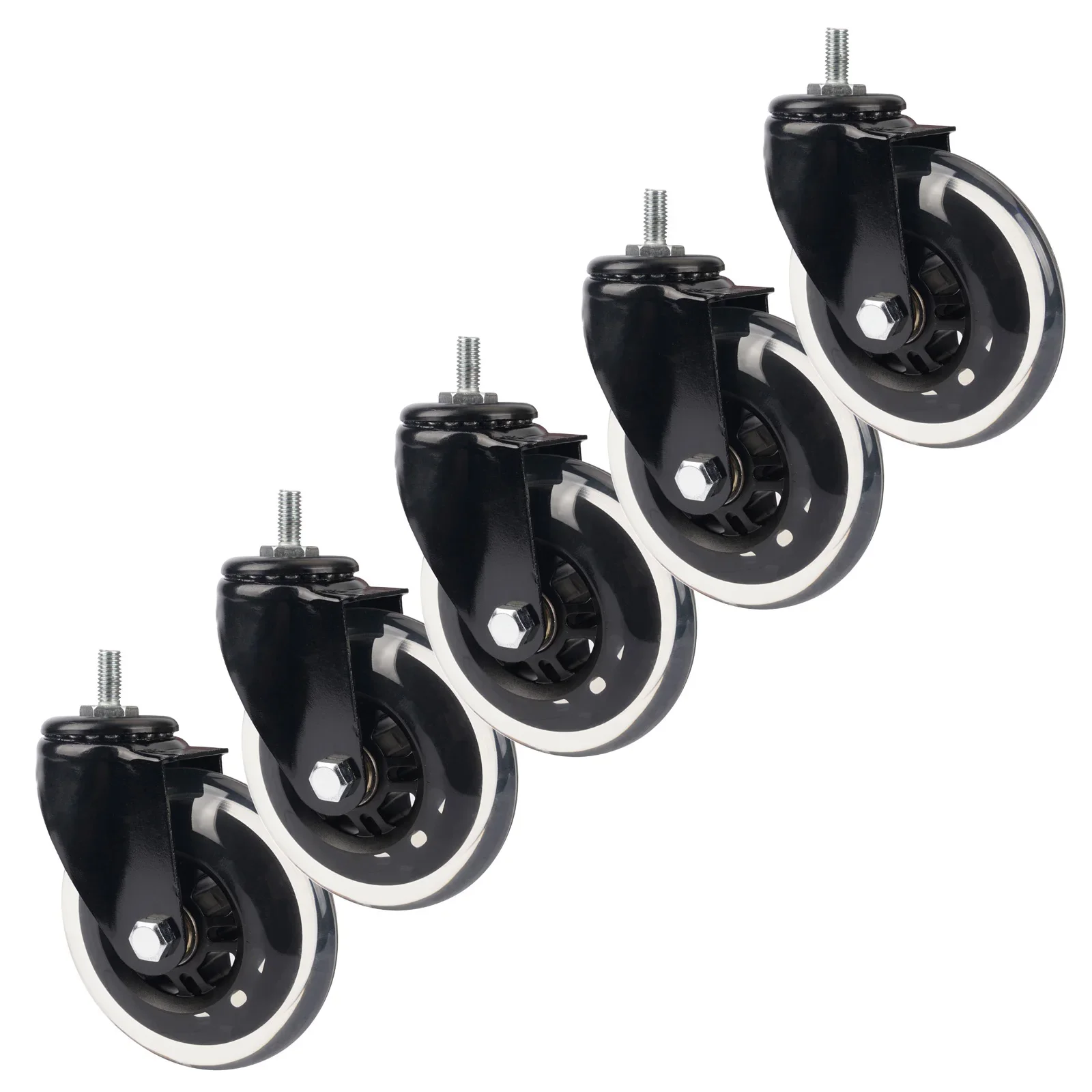 5 Pcs 4 inch M8x17mm Caster Circlip Polyurethane Universal Furniture Wheel Skateboard Car Torsion Transparent Roller