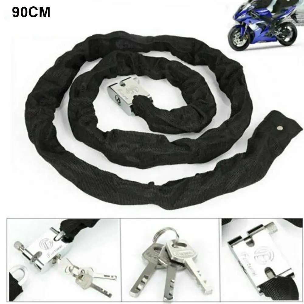 90cm Portable Security Reinforce With Key Bicycle Lock Bike Chain Lock Safe Metal Anti-Theft