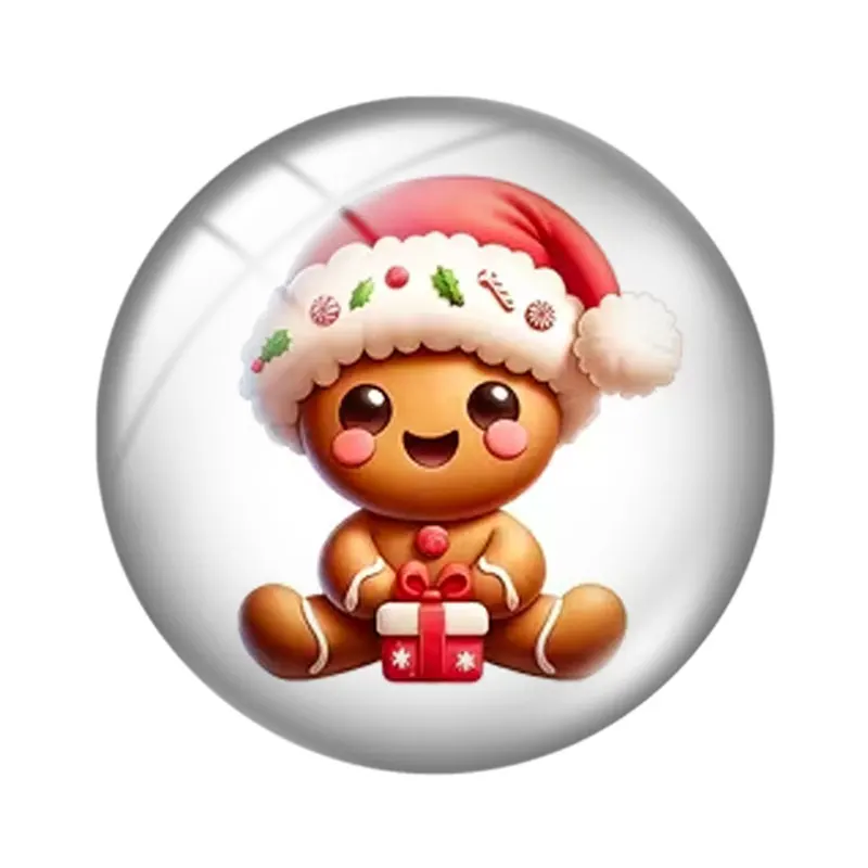 Christmas gingerbread  10pcs 12mm14mm/16mm/18mm/20mm/25mm Round Photo Glass Cabochon Demo Flat Back Making Findings Jewelry