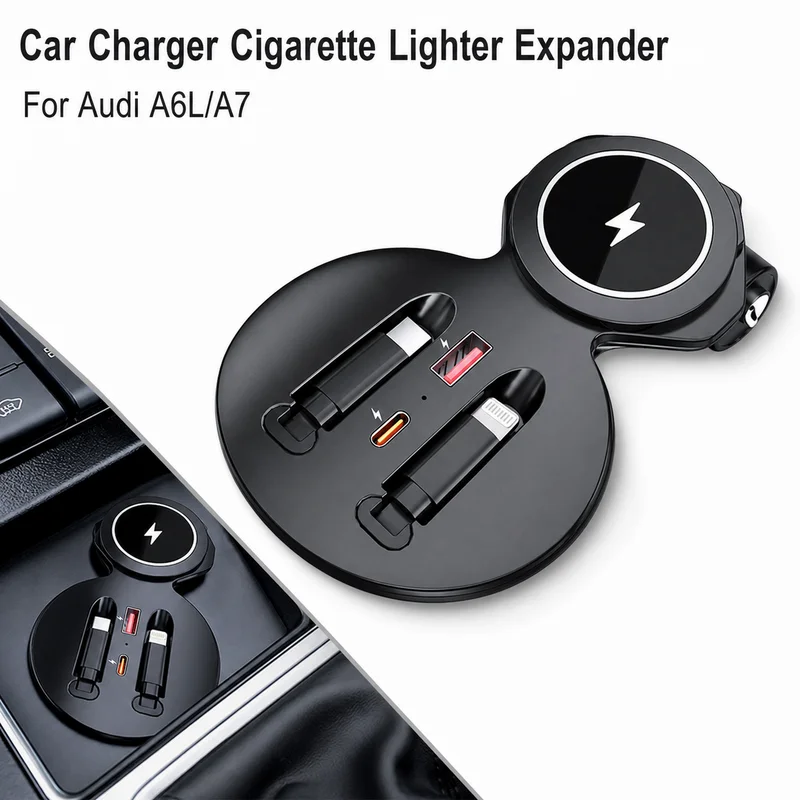 Multi-Port USB Car Phone Charger For Audi A6L/A7 Cigarette Lighter Hub Power Outlet Expander Fast Charging Adapter