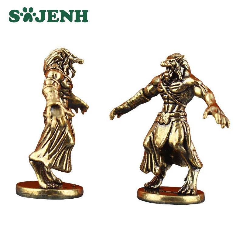 Vintage Brass Werewolf Statue Home Desktop Decor Crafts Heavy Exotic Creature Model Figurine Miniature Accessories