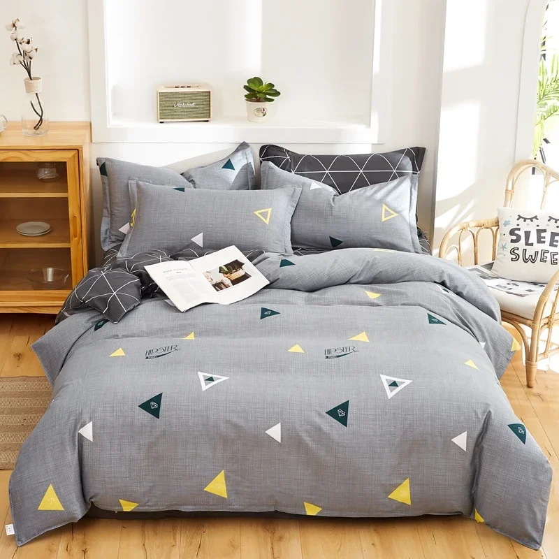 Minimal Style Geometric Cotton Duvet Covers Modern Design Geometric Bedding Set Soft Reversible Comforter Cover for Women Men