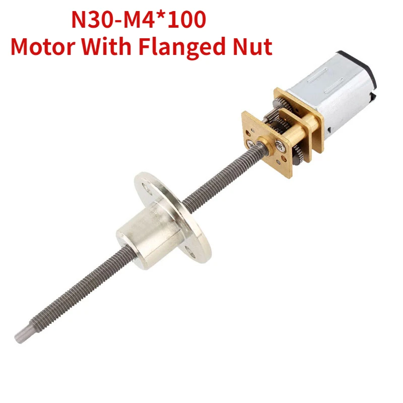 N30 M4*100 Micro Reduction Gear DC Motor with Lead Screw And Flange Nut 3V 6V 12V 15RPM 30 50 60 100 150rpm 200rpm 300rpm 500rpm