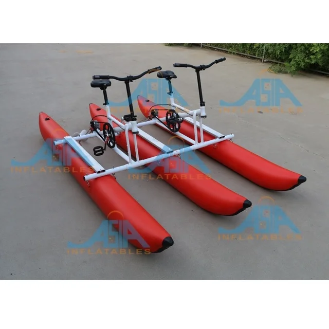 Pedal air logam paduan mengambang 2 orang, sepeda air ponton PVC sepeda Aqua tiup