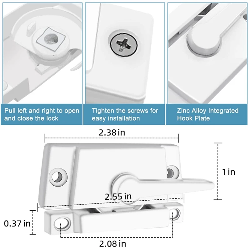 4 Pack Window Sash Locks, Window Latches Replacement Sash Locks White Fits Horizontal Sliding Window