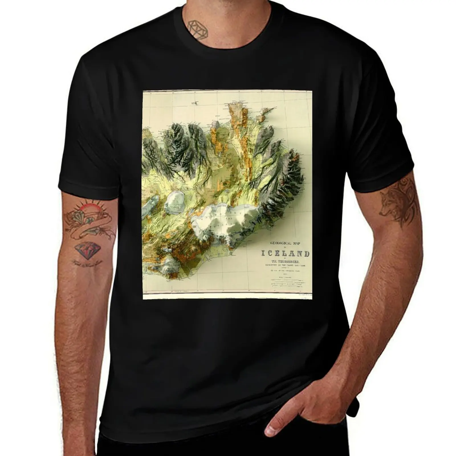 

1901 Iceland Geologic Map 3D digitally-rendered T-Shirt t shirt personalised man t shirt heavy cotton T-shirt