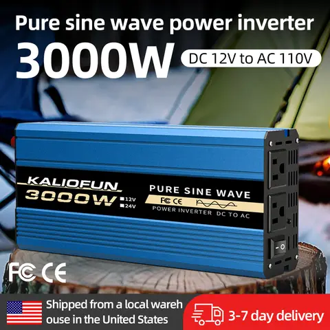 KALIOFUN 1000W 4000W Pure Sine Wave Inverter 12V to 110V Inverter for Car Accessories High Performance Reliable for Vehicles