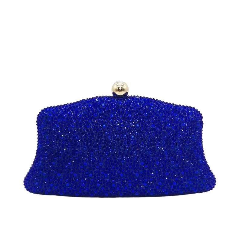 Clássico diamante sacos de noite festa formal vestido luxo azul real bolsa cristal boate blingbling embreagem bolsa prata ouro