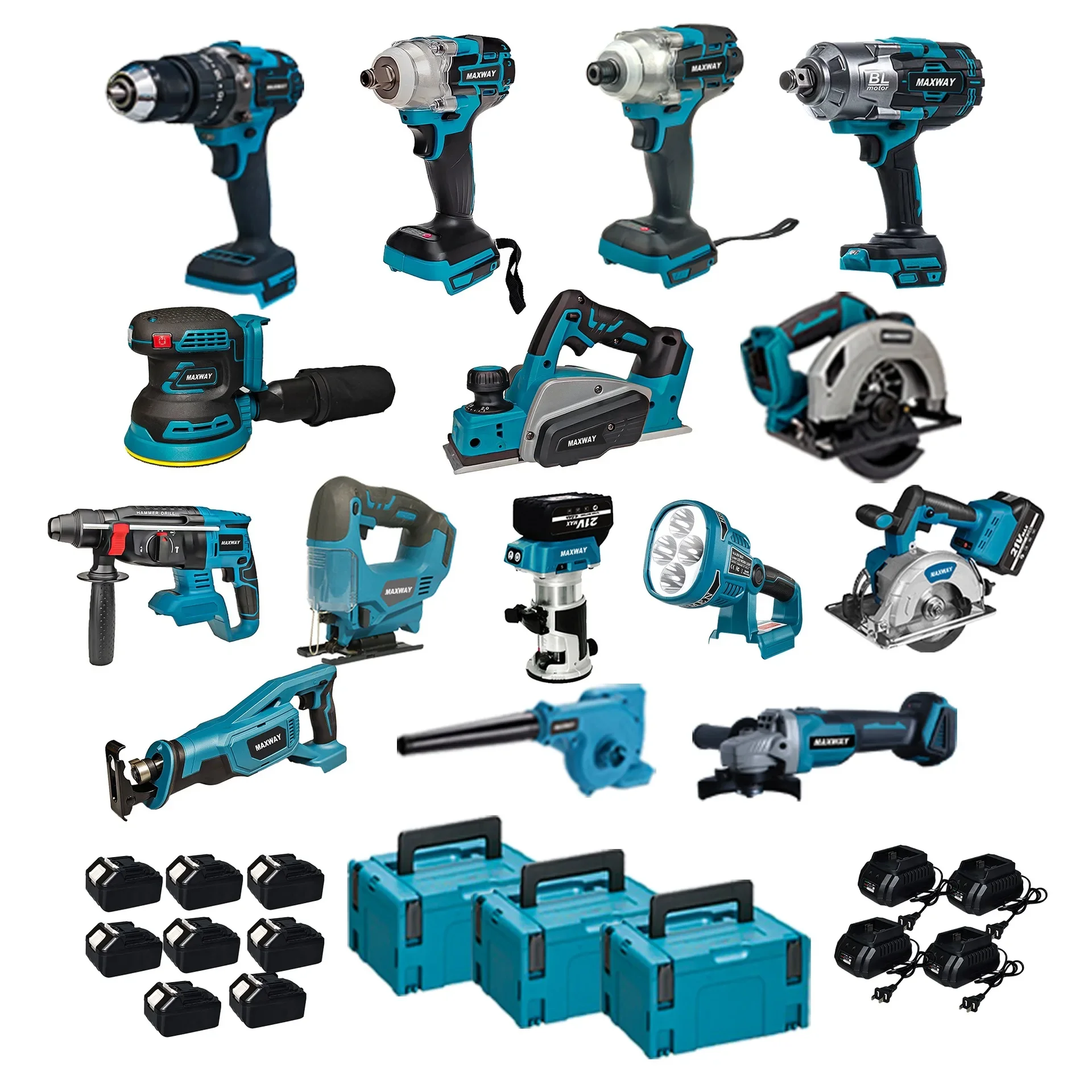 Factory Price Cordless 21V lithium battery power tools set combo battery universal brushless electric tools kit