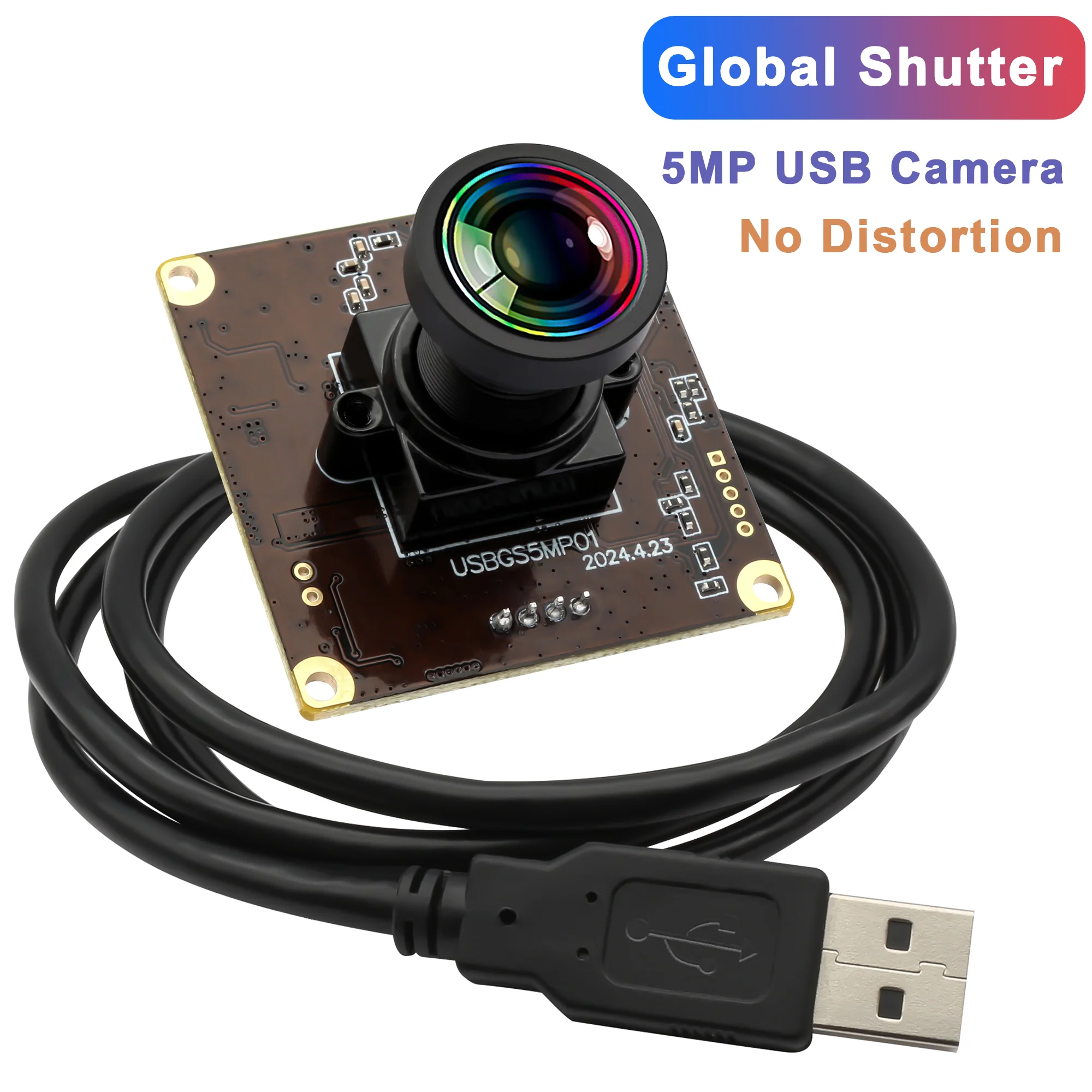 ELP 5MP 50fps Global Shutter USB Camera with No Distortion Lens High Speed 60fps 1080P HD Webcam Wide Angle PC Camera Module