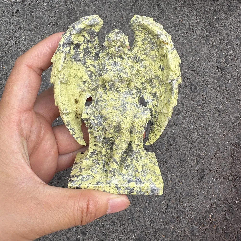 Custom Cauliflower Jade Angel Figurine - Gemstone Winged Goddess Statue Tabletop Decor for Healing and Spiritual Protection