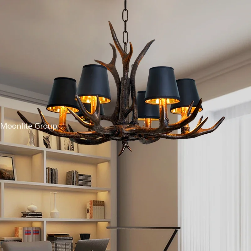 

Retro Antlers LED Chandelier Table Dining Living Room Kitchen Accesories Pendant Lamp Home Decoration Interior Lighting Fixture