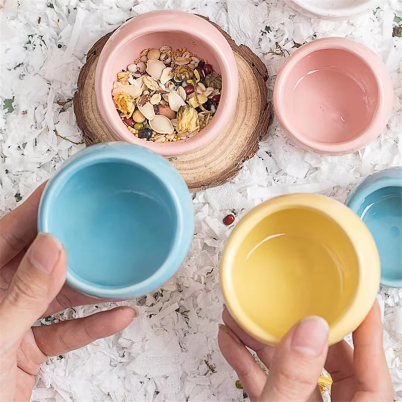 Ceramic Hamster Food Bowl Anti-Rollover Slanted-edged Small Animal Bowl Food Water Snack Feeder Hamster Food Pet Supplies