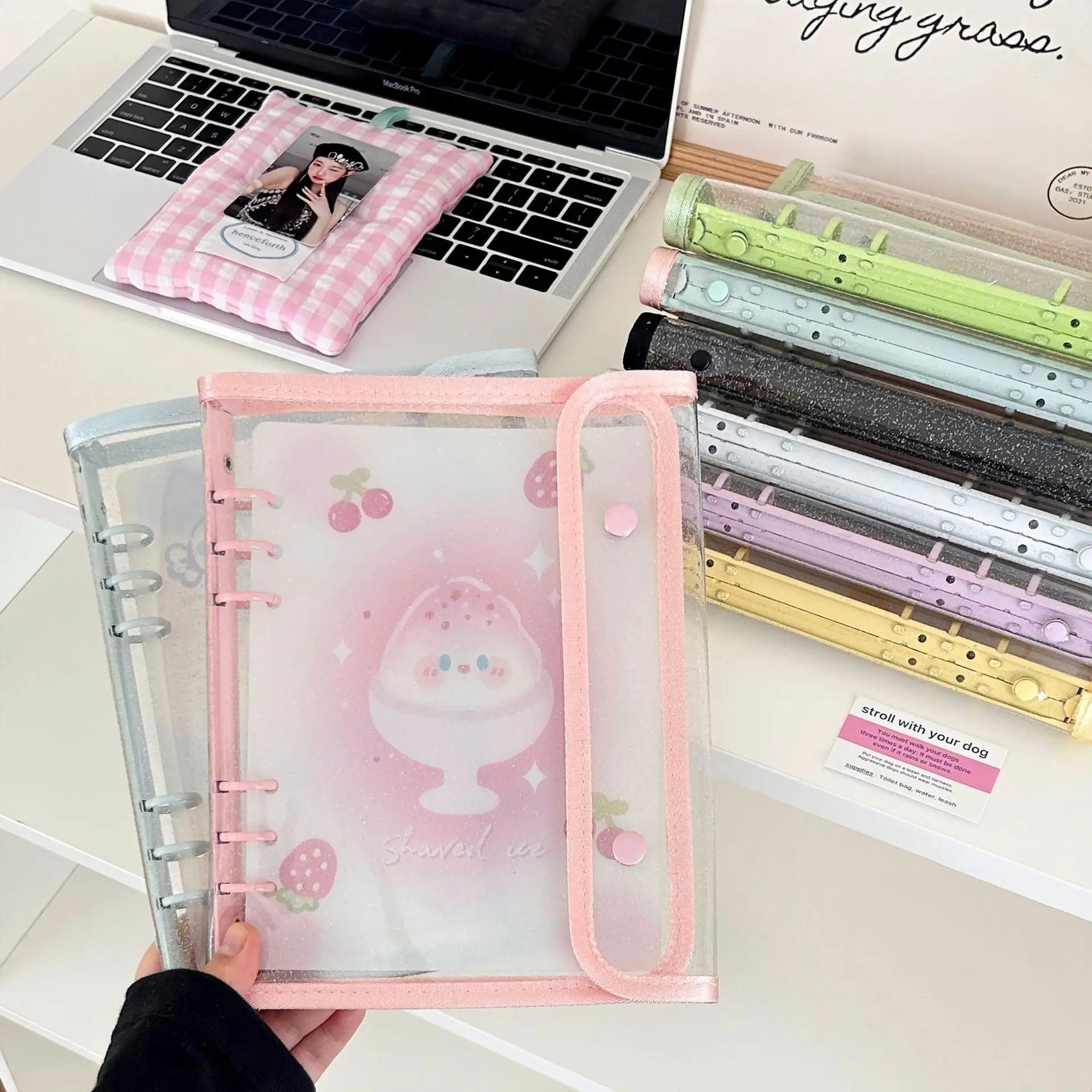 A5 Double Button Edging Loose Leaf booklet Photo Card Collection Book Postcard Organizer Diary Notebook School Stationery