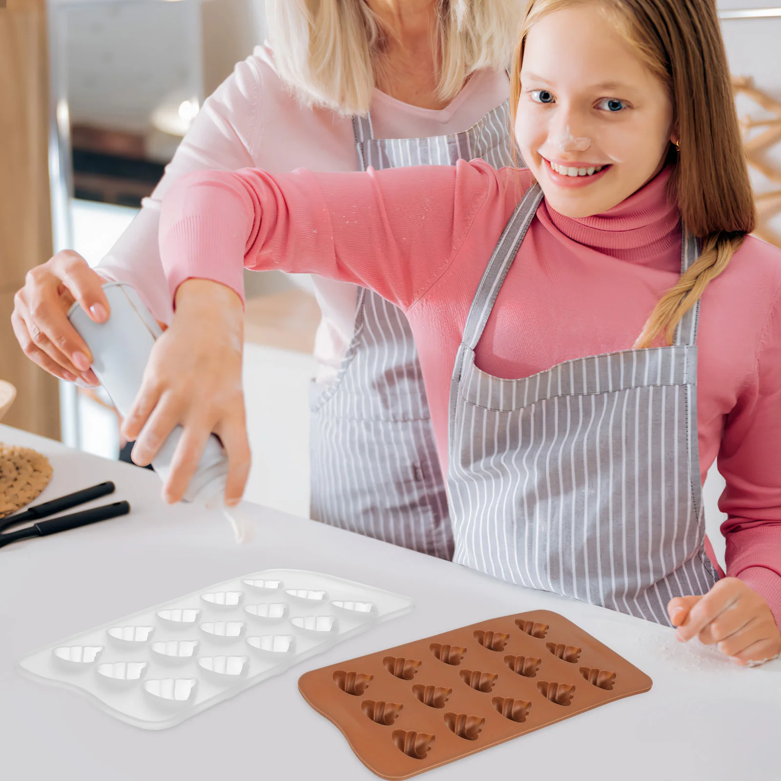 4 قطعة قوالب السيليكون مجموعة السلس آمنة غير عصا أدوات الخبز للشوكولاتة الحلوى فندان غائر مصاصة الحلوى صنع كعكة #6