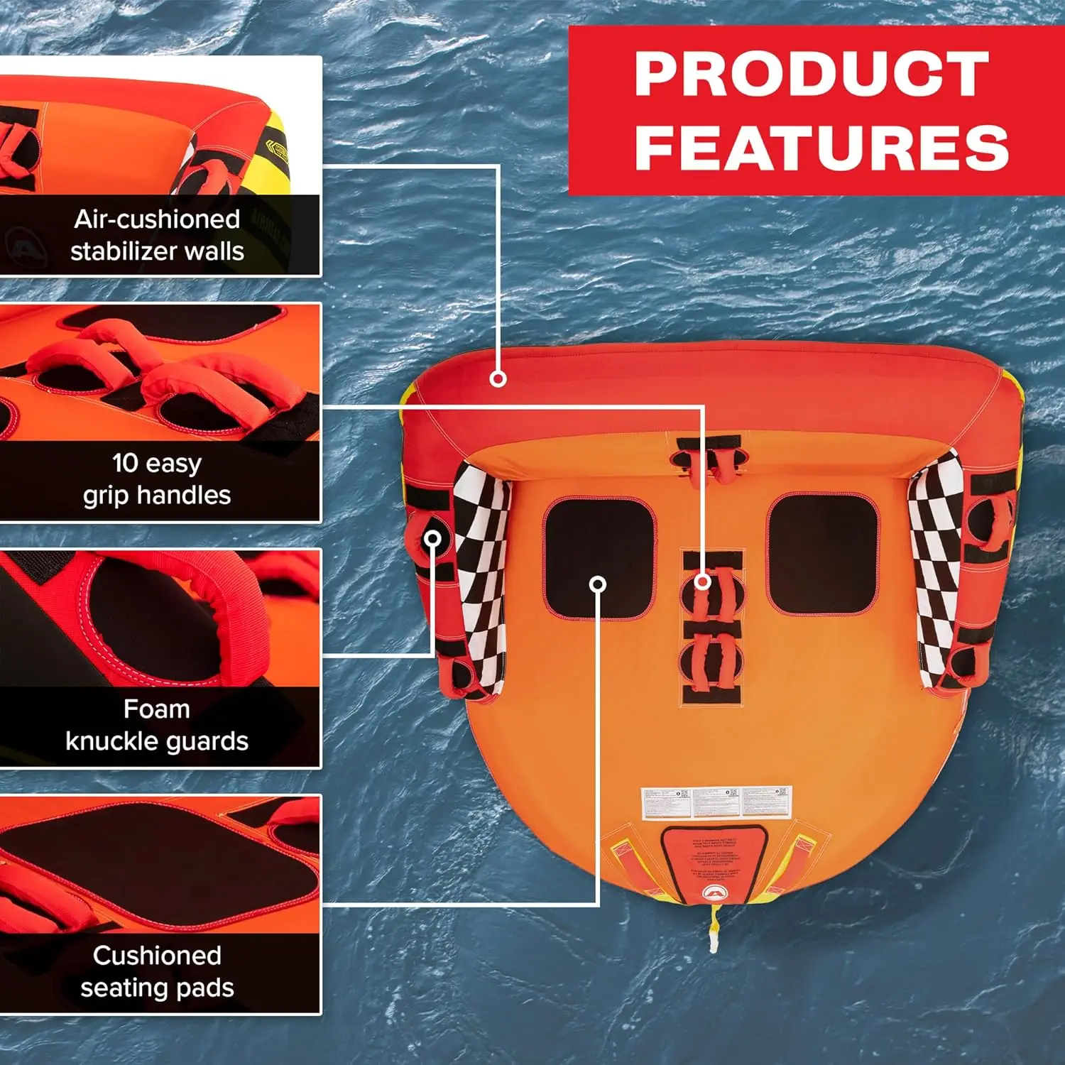 أنبوب قابل للنفخ، 1-4 نماذج راكب، نقاط سحب مزدوجة، غطاء نايلون كامل، وسادات إسفنجية EVA، صمام سرعة حاصل على براءة اختراع، أنابيب القوارب · جديد #1