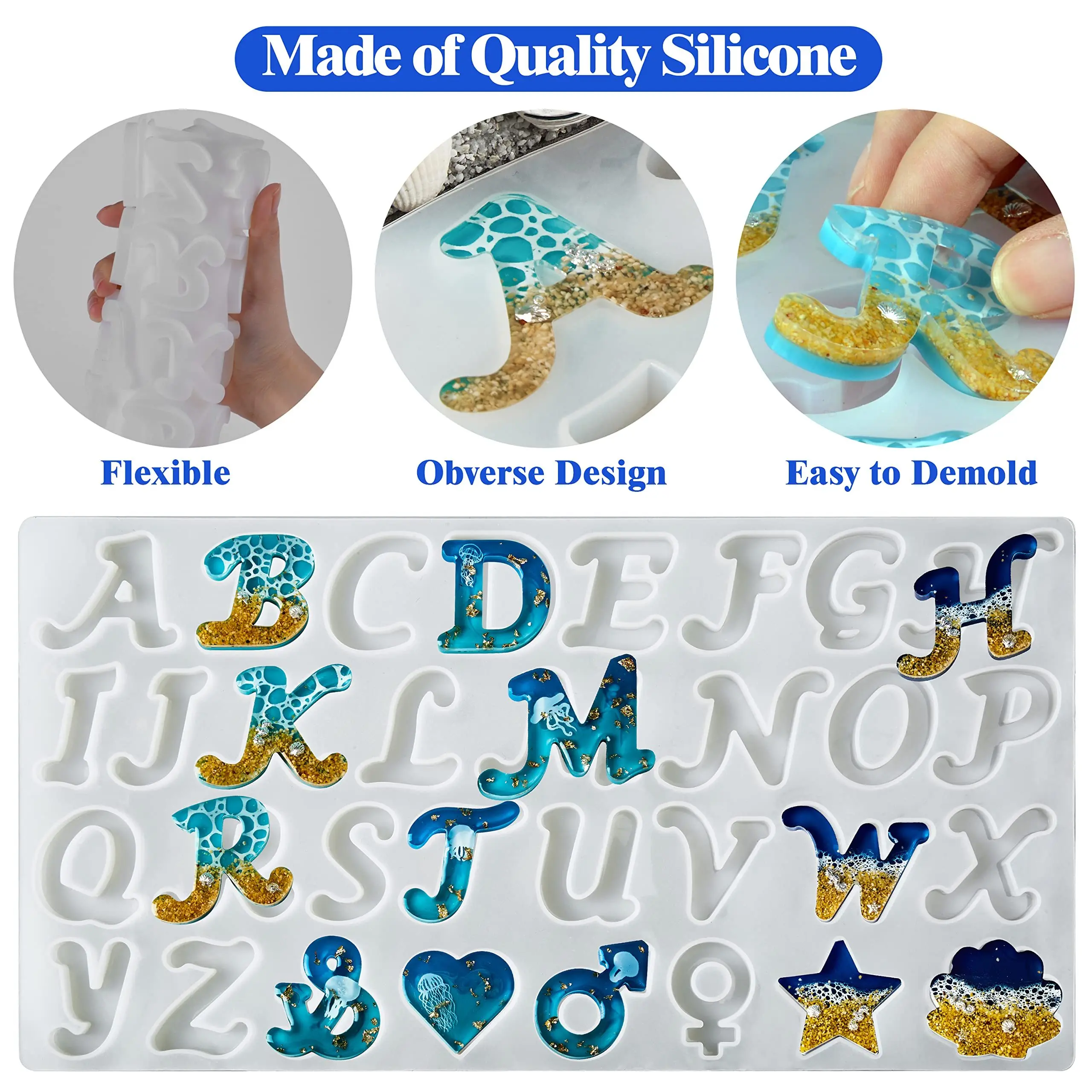 Alphabet Resin Molds Kit Backward Letter Number Silicone Casting Molds Resin Epoxy Molds For Keychain Making Pendant Jewelry DIY
