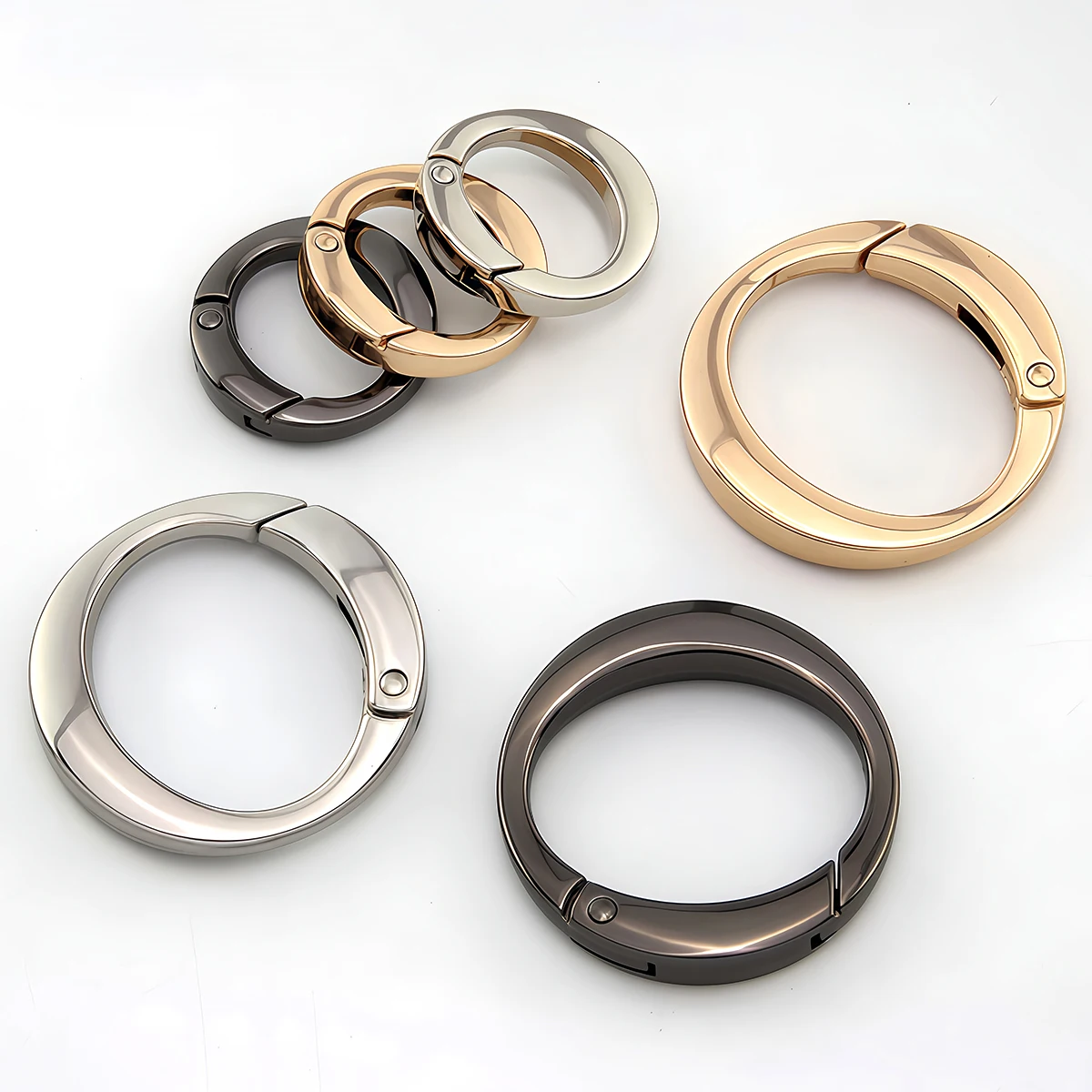 2pcs Metal Spring Clasp O Ring Openable Round Carabiner Keychain Clips Bag Hangbag Hook Dog Chain DIY Jewelry Buckle Connector image 2