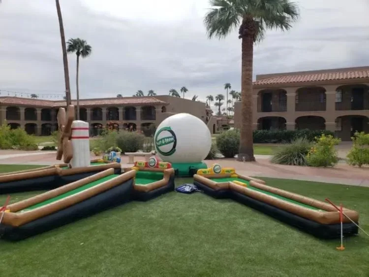 Hot Fun Play 3/6/9 Holes Inflatable Mini Golf Crazy Putt Golf Course Sport Game With High Quality