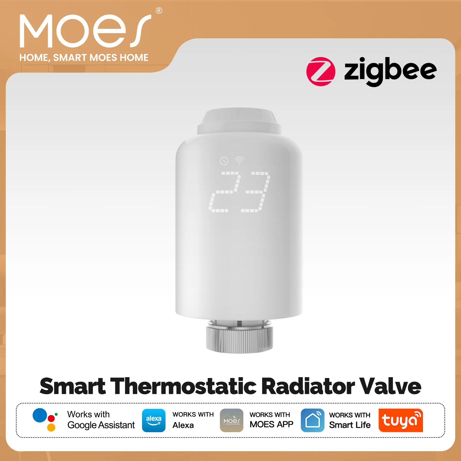 

MOES TRV Tuya ZigBee термостатический клапан радиатора SmartLife беспроводной пульт дистанционного управления температурой отопления Alexa Google Home