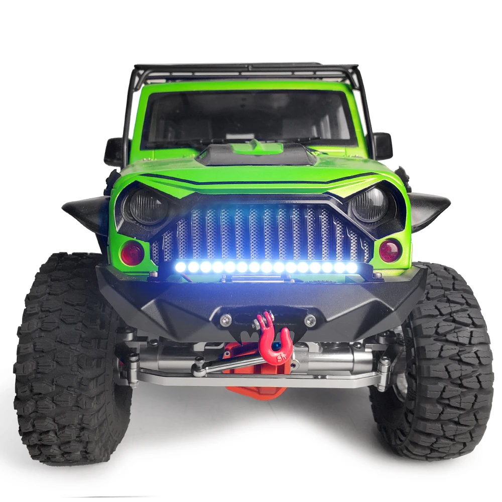 AXSPEED RC Car Front Rear Bumper with Lights for 1/10 RC Crawler TRX4 Axial SCX10 & SCX10 II 90046 D90 Upgrade Parts