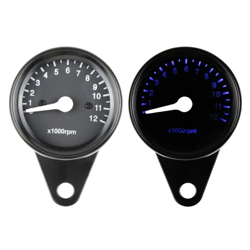 DC12V Universal Motorcycle Tachometer Electronic Tach Meter Speedometer Gauge LED Backlight 12000 RPM H8WE