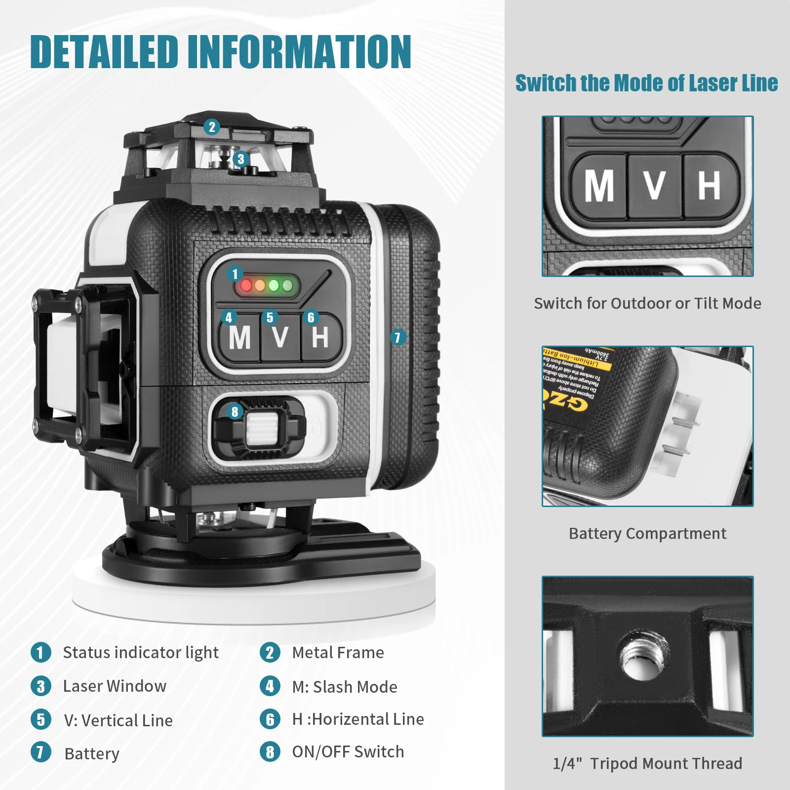 GZG Laser Level 4x360 Self Leveling 16 Lines Green Beam 4D Cross  Pulse Mode  Remote Controller Lifting Base Oxford Fabric Case