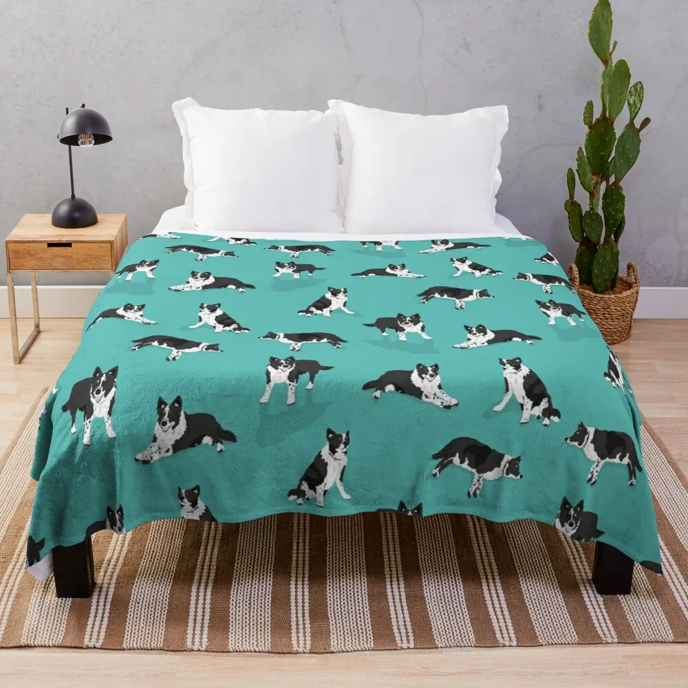 Border Collie Pattern Throw Blanket Blankets For Bed Quilt Polar Bed covers valentine gift ideas Blankets