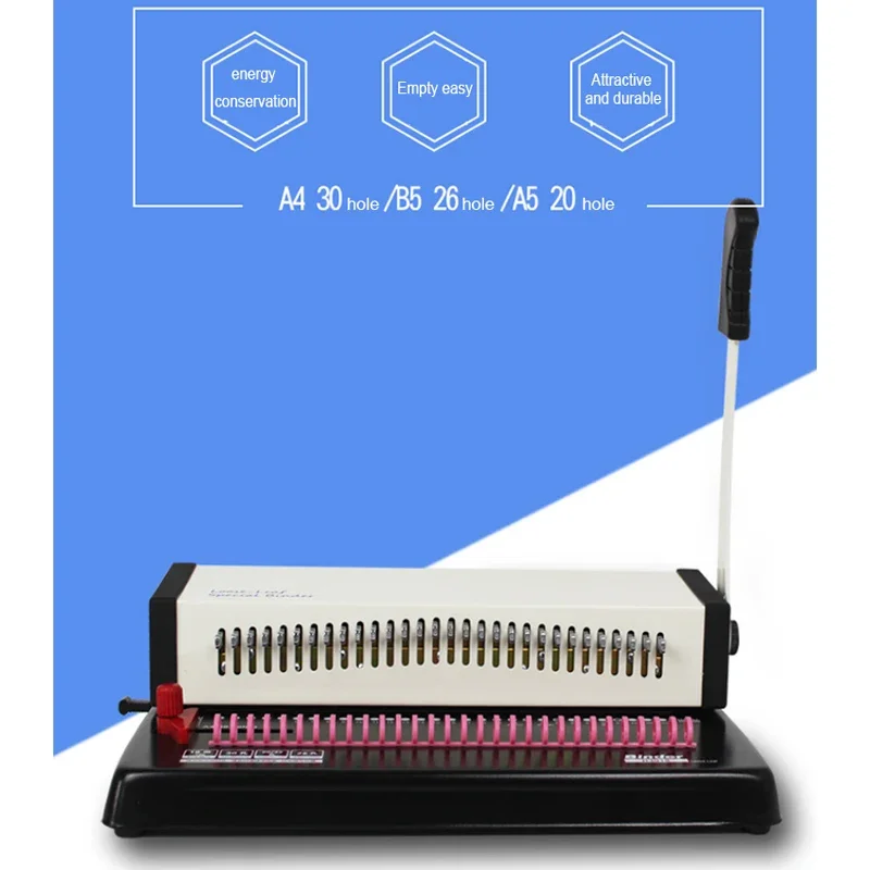 Máquina de encuadernación de alambre H3018, punzón de encuadernación de anillos, máquina de tarjetas A4, perforadora Manual de 30 agujeros, 18 hojas de capacidad de perforación