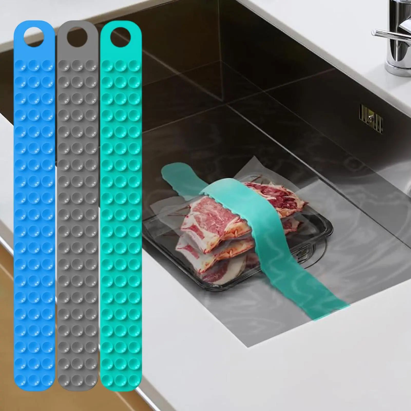 Silicone Sink Thawing Belt with Suction Cups 1PC Defrosting Stripes Rapid Thaw Defrosting Belt Multifunctional  Quick Thaw Belt