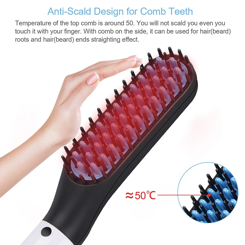 Professionelle Haar Kamm Pinsel Bart Haarglätter Multifunktionale Haar Glättung Kamm Haar Curler Schnelle Heizung Styling Werkzeuge – Detail 4
