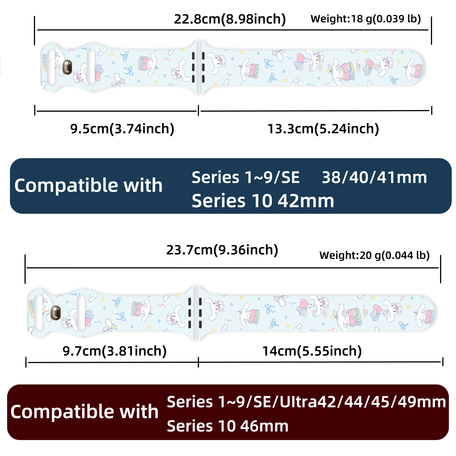 Sanrio Healing Cinnamoroll Strap for Apple Watch 11 10 9 Silicone Band Replaceable Bracelet for iWatch 46/44/42/41mm Watchband