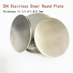 304 Stainless Steel Round Sheet Circular Plate Disc Spacer Disk Metal Gasket Sheet Dia 8mm-80mm Thickness =1.1/1.4/1.8/2.7mm