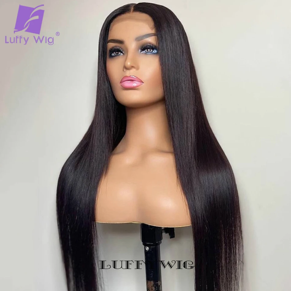 5X5 Pu Zijde Basis Hoofdhuid Top Lace Front Menselijk Haar Pruiken Straight Remy Braziliaanse Vetersluiting Pruik Pre geplukt Met Baby Haar Luffy