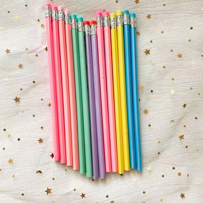 10pcs Kawaii Macaron colors Wood Pencil kids Drawing Pencil School items Cute Stationery Wooden pencils Stationary No logo