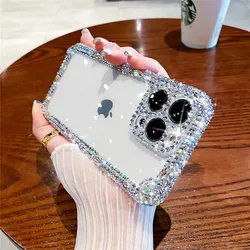 Luxury Glitter Bling Diamond Crystal Transparent Clear Soft Case For iPhone 14 13 12 11 Pro Max X S XR 7 8 Plus MiNi SE3 Cover