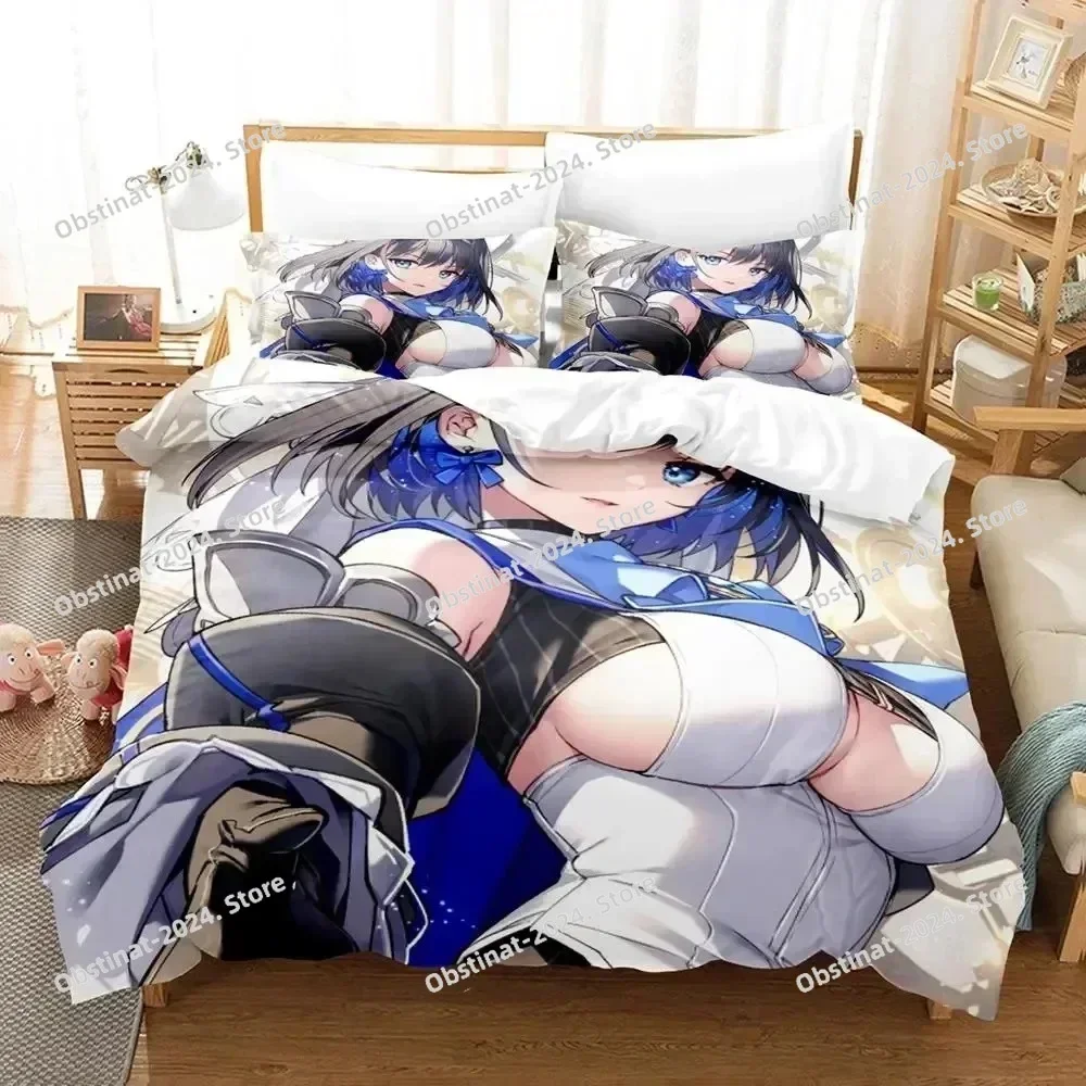 3D Anime Ouro Kronii Bedding Set Printed single Comforter Quilt Bed Cover Duvet Cover Pillow Case 3 Pieces Sets Kids Adult Size
