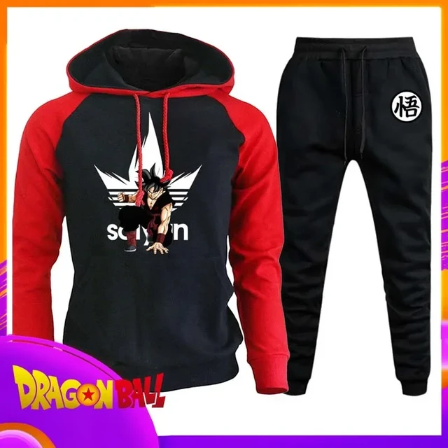 Anime Dragon Ball Hoodie Pants Set Cartoon Goku Print Hooded Sweatshirt Long Sleeved Casual Sportswear Set Man Clothing Gift AliExpress