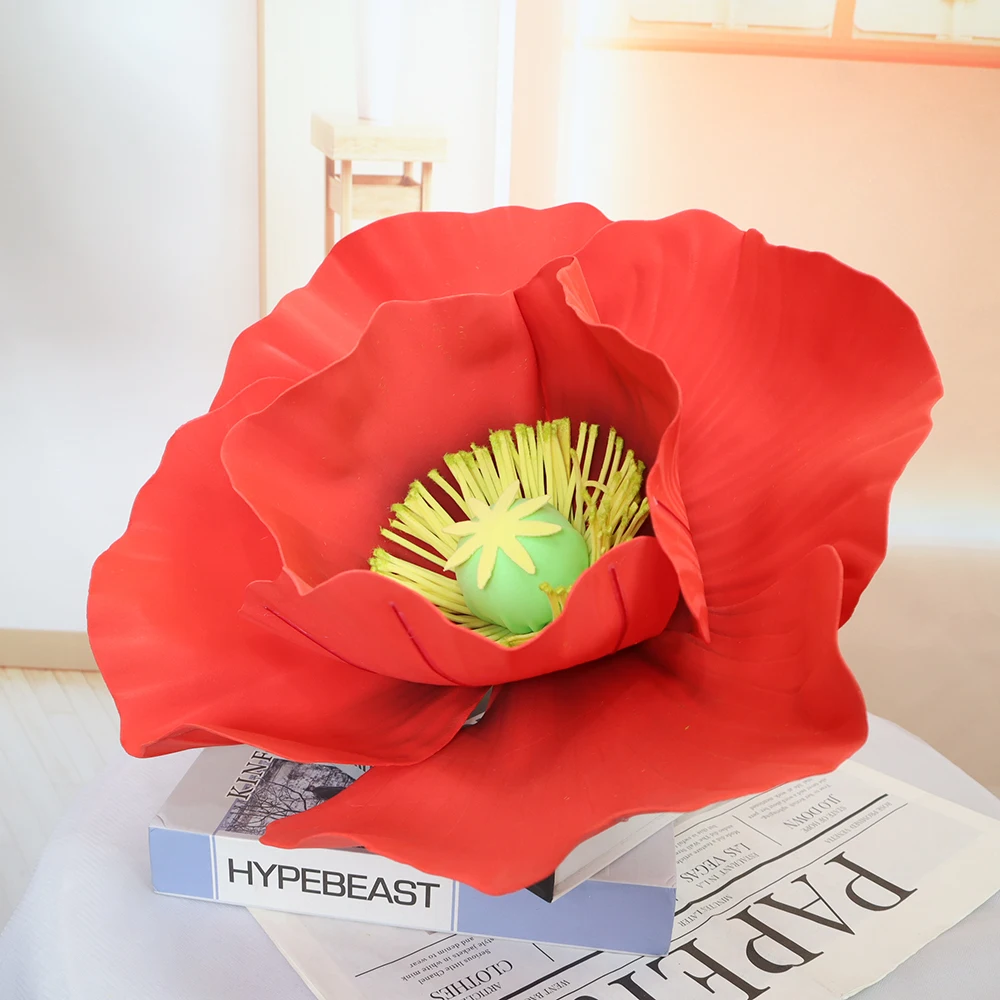 

Simulate Large PE Poppy Handmade Flowers Home Accessories Stage Layout Photographic Props Wedding Party Roadmap Decoration