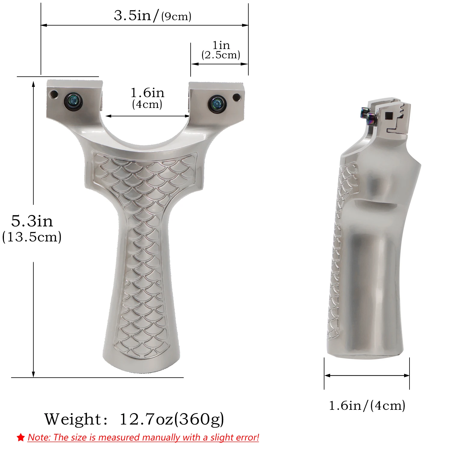 Alloy Silver Y-Shaped Slingshot Scale Texture Top Clamp Colorful Screws Outdoor Target Practice