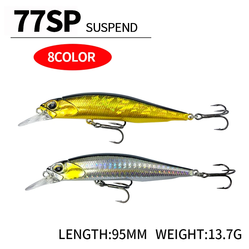 

95mm 13.7g Suspending Minnow Fishing Lure Pesca Wobbler Artificial Bait for Sea Bass Trout Long Cast Swimbait Jerkbait Equipment