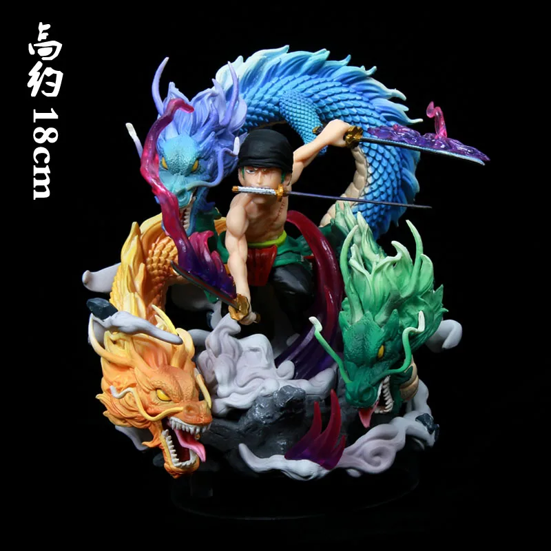 18cm Anime Action Figure One Piece Roronoa Zoro Gk Santoryu Three Dragons Xz Xs Jointly-designed Pvc Collectible Model Doll Toy